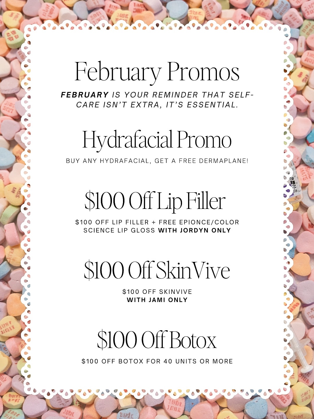 February self-care promotion and discounts.