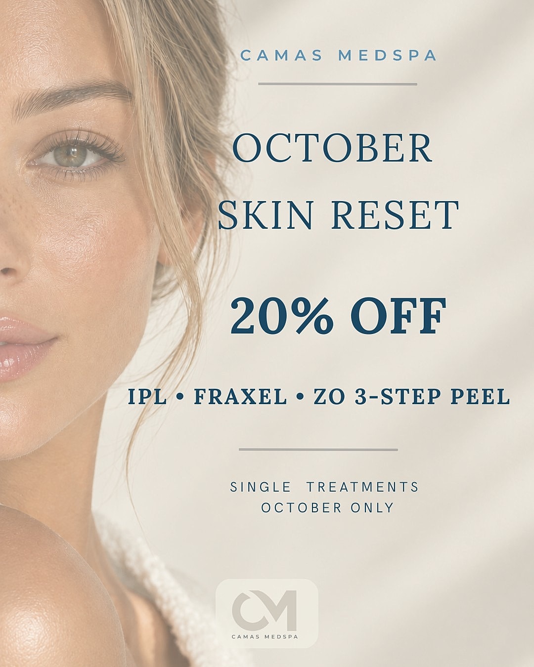 Camas Medspa October skin treatments promotion.