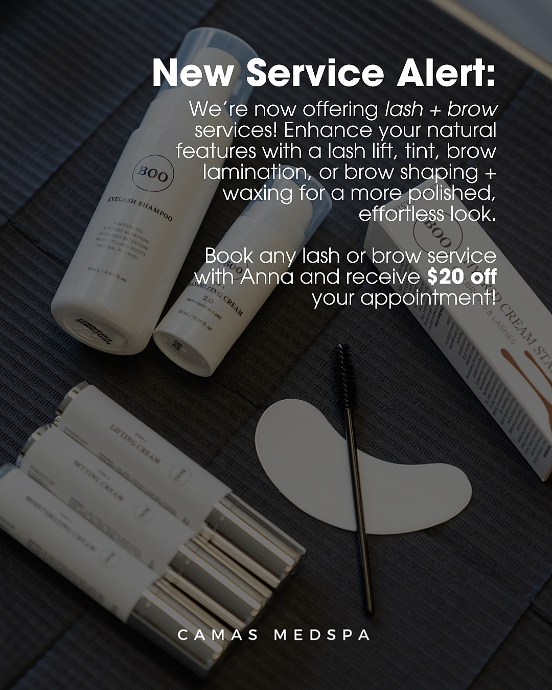 New lash and brow service promotion at Camas Medspa.